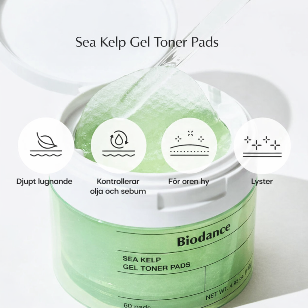 BIODANCE™ Sea Kelp Gel Toner Pads (60 pads) - Lugn, balans & djup återfuktning för stressad hud