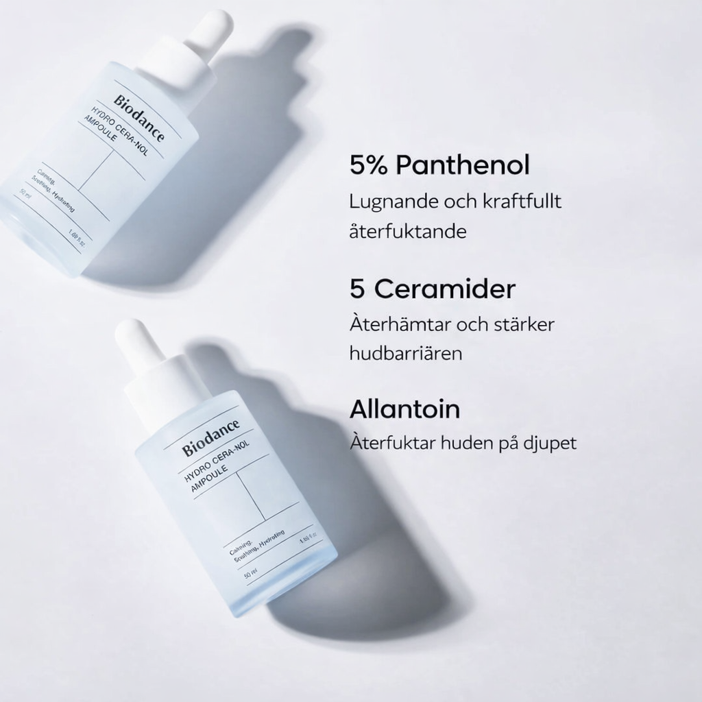 BIODANCE™ Hydro Cera-nol Ampoule 50 ml - Djup återfuktning · Lugnande barriärvård · Stärkt hudkomfort
